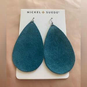 Nickel & Suede medium peacock suede leather earrings